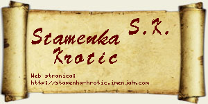 Stamenka Krotić vizit kartica